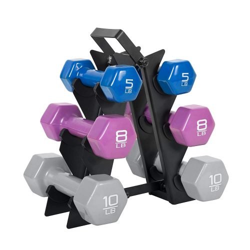 WF Athletic Supply Dumbbell Set With Storage Rack